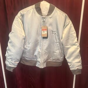 Nike Silver Bomber Jacket with Logo